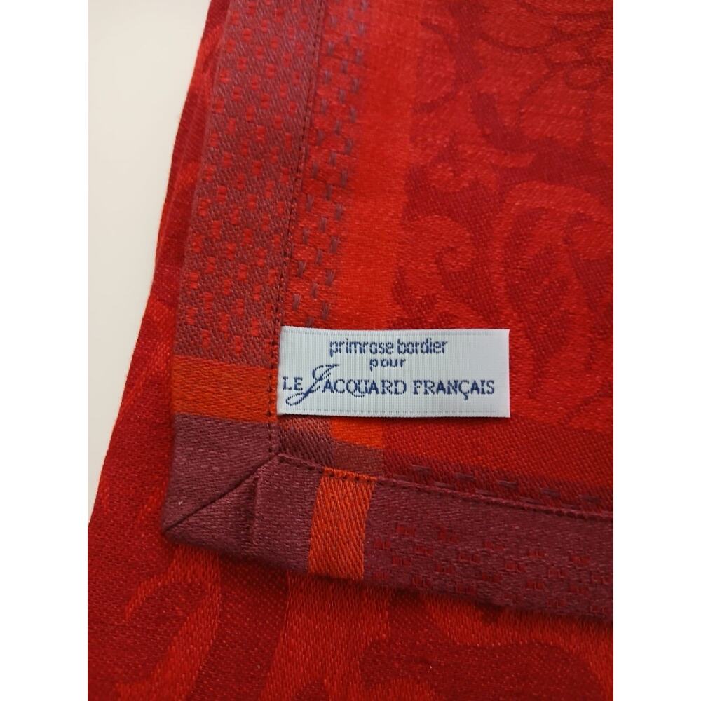 Le Jacquard Français Red Linen Table Runner 80 X 22 Damask Made in France